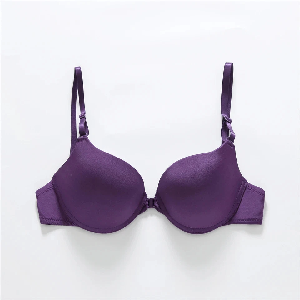 Sujetador push up con botones delanteros sin espalda con aros cómodo talla grande lencería para mujer Foto 3 de 4