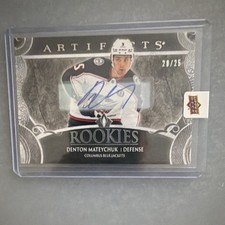 Upper Deck Artifacts Denton Mateychuk #20/25 Blue Jackets Rookie Auto