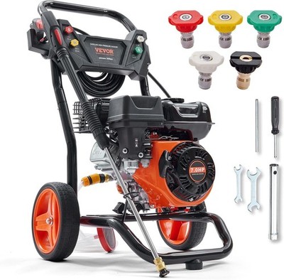 Gas Powered Pressure Washer 3400 PSI 2.6 GPM, with Spray Gun and Extension Wa...