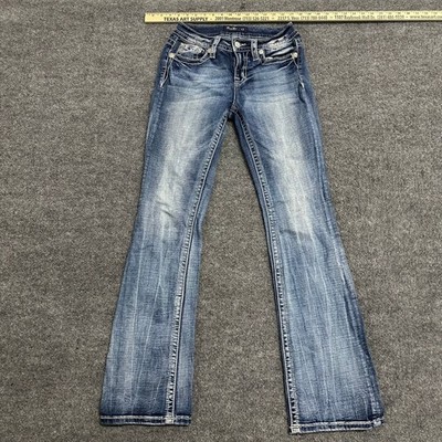 Miss Me Jeans Womens Size 27 Blue Bootcut Embellished Cross Pocket Medium Wash