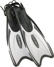 Cressi Palau Adjustable Open Heel Dive Fins White Black L/XL Snorkel Scuba