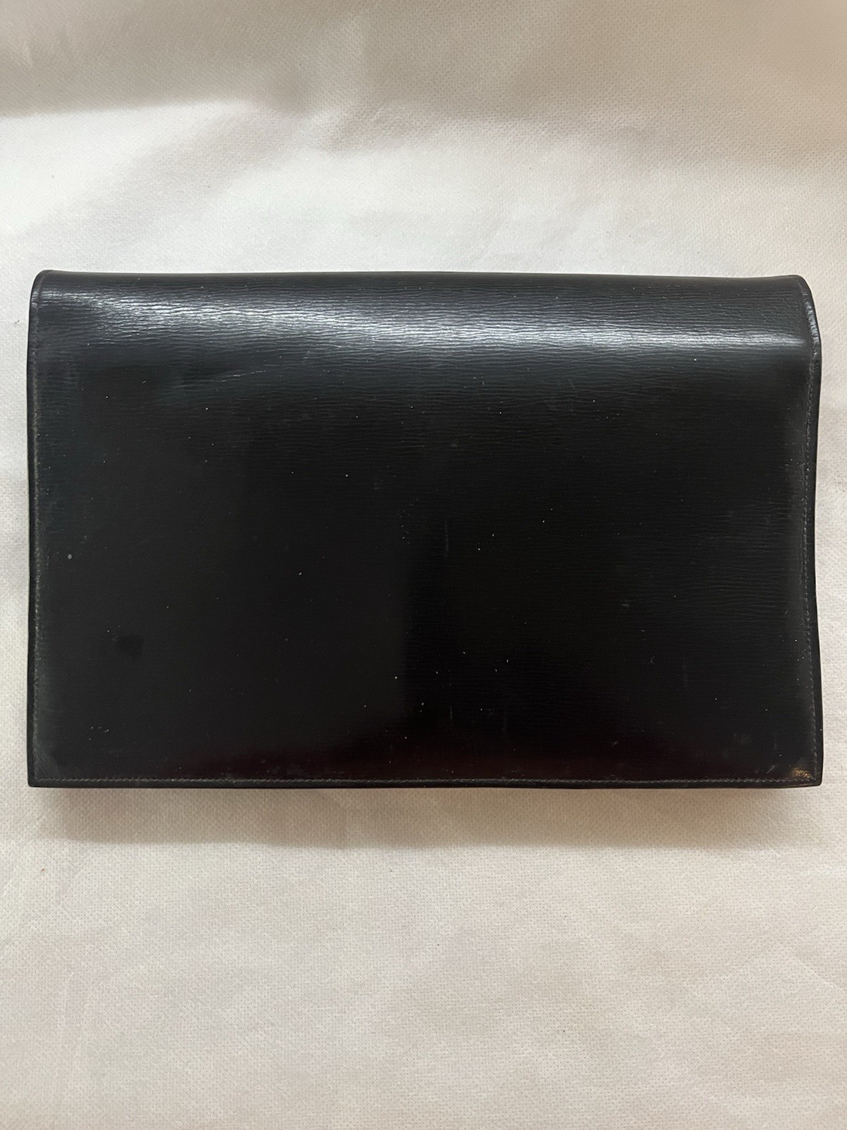 Vintage Black Leather Document Clutch Wallet Folio 1950s Travel Case