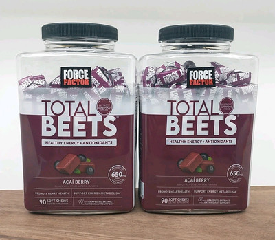 2 Force Factor Total Beets Beet Root Superfood Soft Chews 90 Ct Acai Berry 12/25