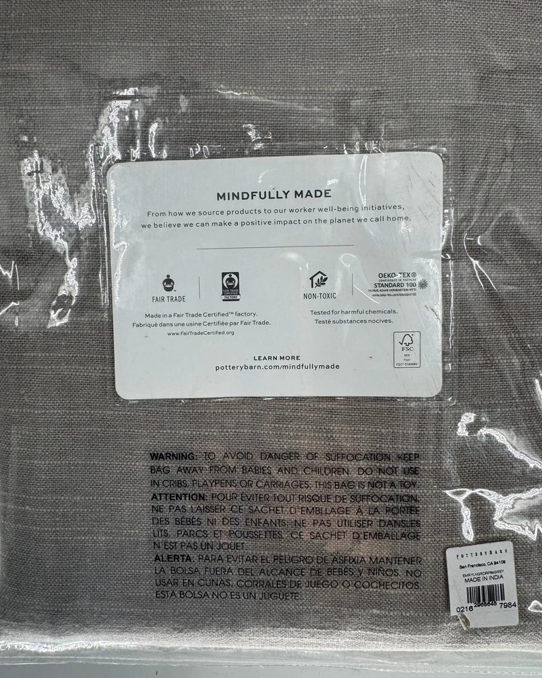 Pottery Barn Emery Linen/Cotton Grommet Curtain Drape 50" x 84" Gray - Image 3 of 3