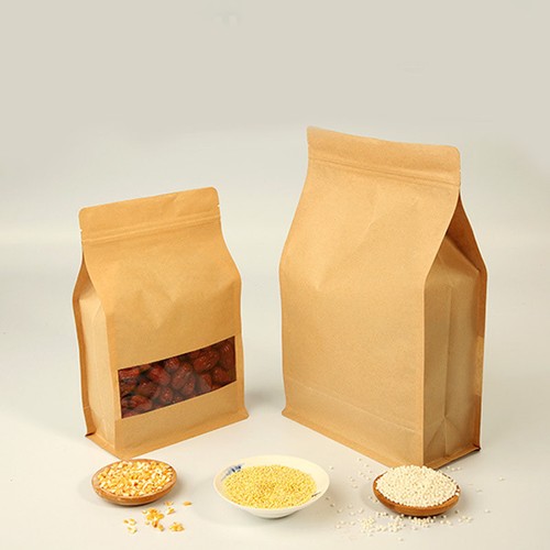 Kraft Paper Stand Up Bags Self Seal Bag With Matte Window Food Grade Pouches - Picture 3 of 4