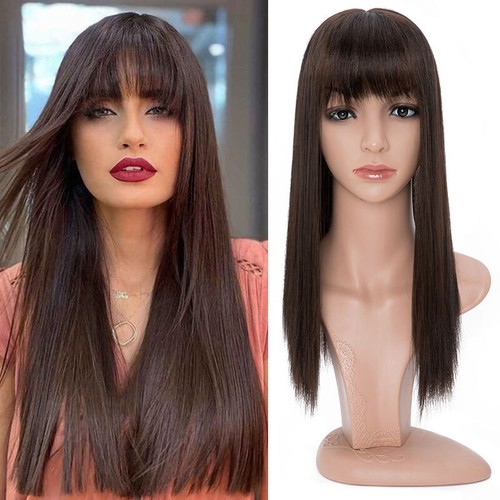 Women Topper Clip in Hair Extensions Toupee with Bangs Real Natural as Human US - Picture 29 of 78