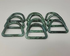 Lot of 10 Green Marble Plastic D-Shaped Marbella Macrame Craft Dee Rings 3-inch