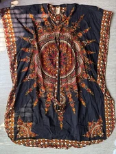 Kaftan by Hatari Dashiki African Top OS 100% Cotton Cinch Center Beautiful Print