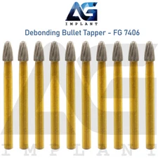 FG 7406 Debonding Bullet Tapper 10 Carbide Burs Bits Dental Ortho