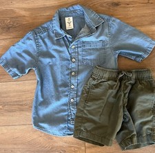Boys Outfit/Cambray Shirt Shorts Size 4/5 Members Mark