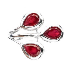925 Sterling Silver Ring Pear Ruby 7x5mm Natural Gemstone Jewelry 9.5
