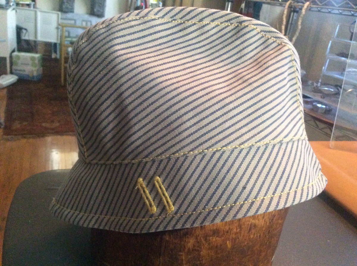Goorin Bros Womens Beige Pinstripe Bucket Hat Rhinestone Accent Medium Queen Bee Bucket Hat - FINAL SALE – Village Hat Shop main image 3
