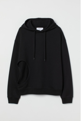 Toga Archives x H&M HM Black Cut-off Hoodie Sweatshirt Jacket Size 