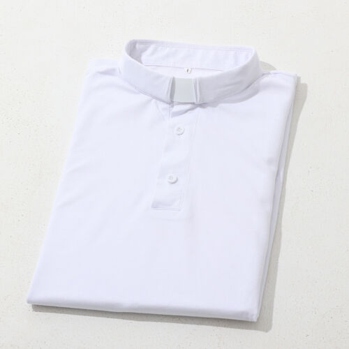 T-Shirt Herren Klerus Poloshirt Priester Vikar Pastor Tops mit Kleriker Tab Kragen - Bild 31 von 38
