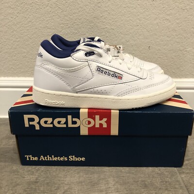 New Reebok Club C Mid II Vintage Leather Sneakers White Blue Men s Shoes Size 10