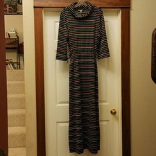 Class 1 Vintage Striped Cowl Neck Maxi Dress M
