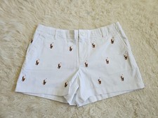 Polo Ralph Lauren Girl's Chino White Shorts With Allover Pony Print Size 12