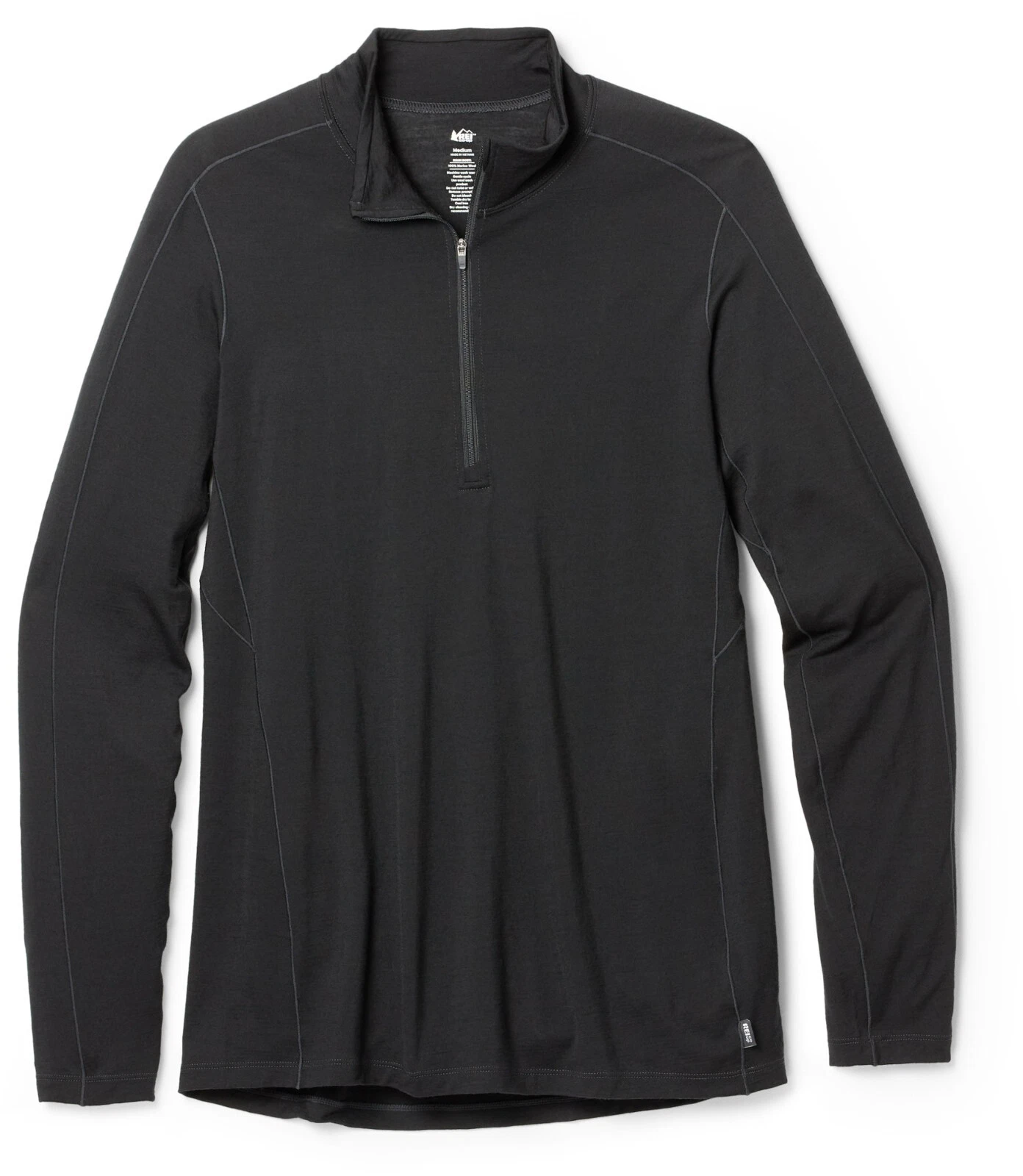 Women's Top Size XS Black REI Co-op Merino 185 Long-Sleeve Half-Zip Base Layer