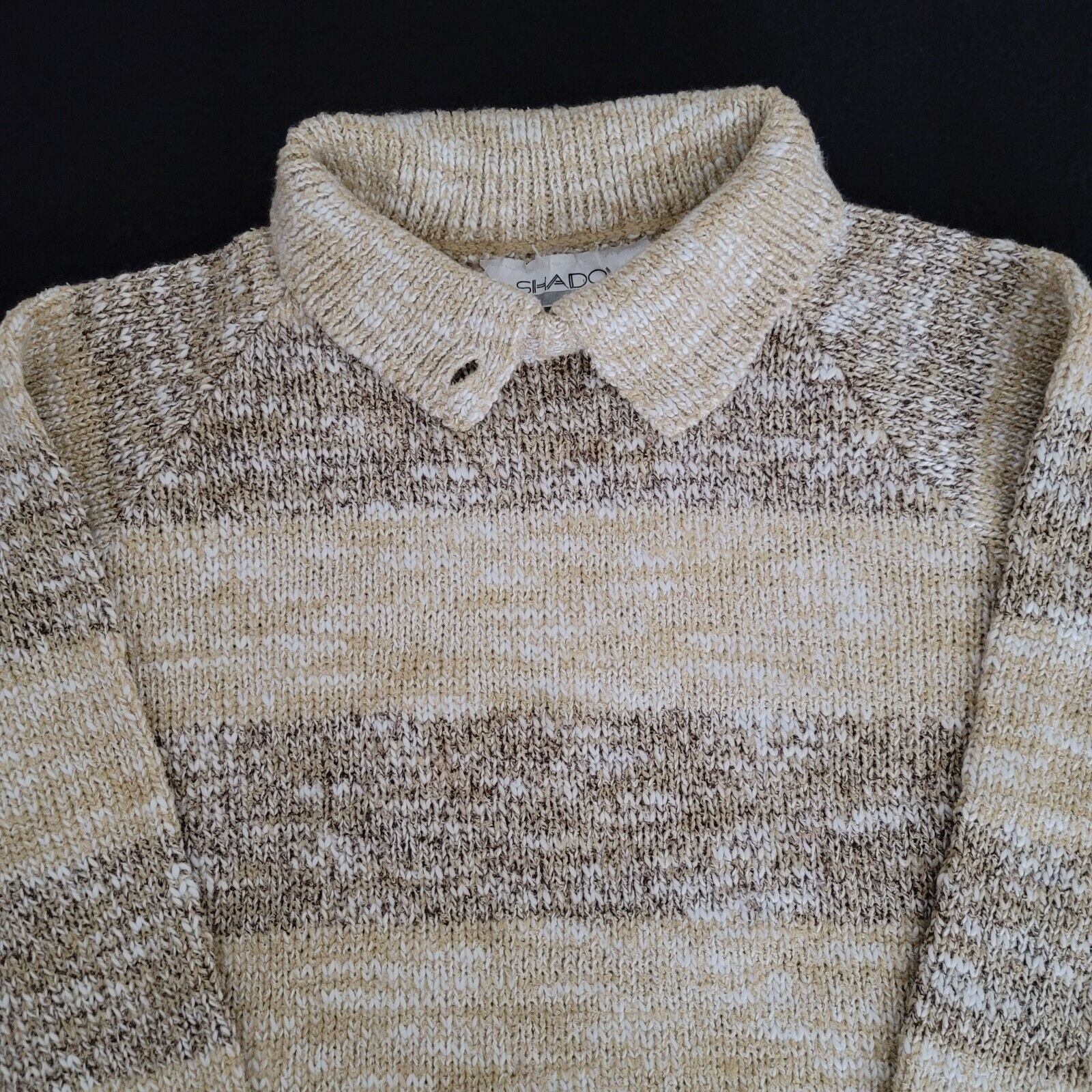 Vintage mens sweater MEDIUM heather beige brown w… - image 5