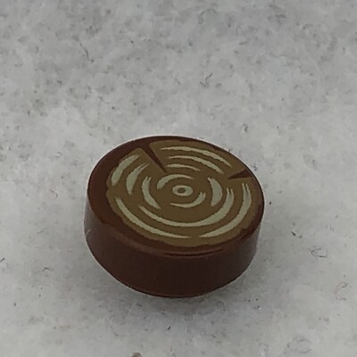 LEGO 98138pb042 Reddish Brown Tile, Round 1 x 1 W/ Tree Stump Pattern (x1)