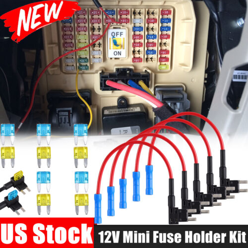 15Pcs Fuse TAP Adapter Kit 12V 15 Amp 20Amp Car Add-a-circuit Mini ATM APM Blade
