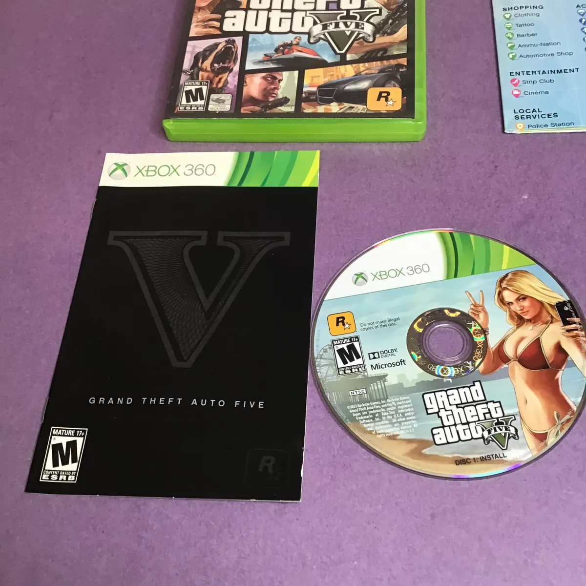 GTA GRAND THEFT AUTO V 5 MICROSOFT XBOX 360 GAME COMPLETE w/MANUAL & MAP  Tested