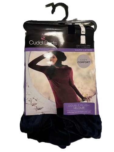 Cuddl Duds Stretch Velour Long Sleeve V-Neck - Dark Navy - Size XS - NWT - Picture 2 of 4