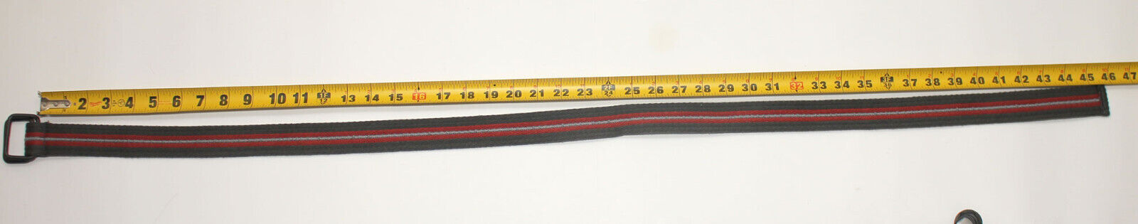 Multicolor (Gray/Red) Striped Webbing Belt - Squa… - image 7