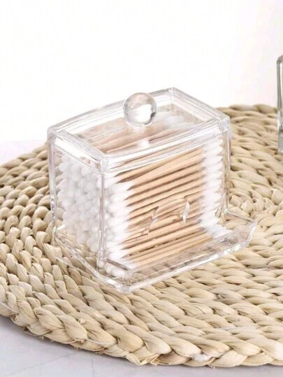 Cotton Bud Holder Storage Organiser Cotton Swab Dispenser Container with Lid - Picture 3 of 3