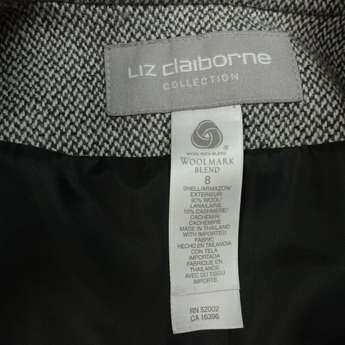 Liz Claiborne Jacket Women's 8 Gray Wool Cashmere Herringbone Equestrian Fitted - Picture 9 of 15