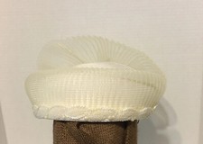Vintage MR HI'S CLASSIC Pill Box Hat, Fancy Church Wedding, Ivory Woven