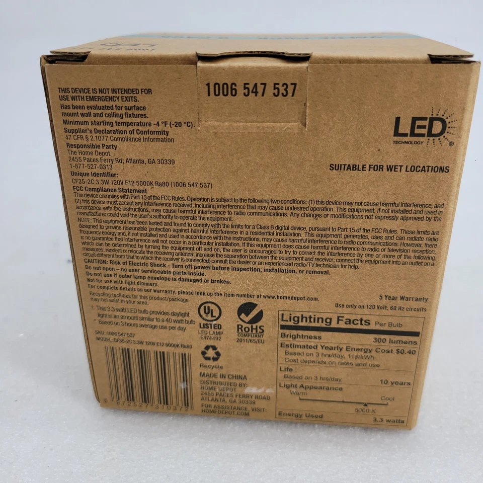 FEIT Electric 40W replacement Daylight 8 pack B11 non dimmable 1006 547 537 - Image 3 of 4