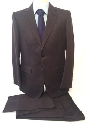 NWT $2.3K Martin Greenfield HANDMADE USA Brown Textured Wool Suit 38 AUTHENTIC
