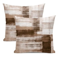 White Pillow Covers 18x18 Inch Set of 18" x 18" Pack of 2 Brown Beige