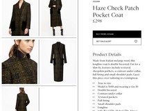 Jigsaw Tweed Haze Check Sheepkin Patch Pocket Coat Long Black Gold Size 14 £298!