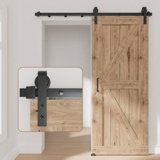 8FT Sliding Barn Door Hardware Kit, Upgraded Screw Fixation Modular Track, He...