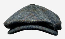 Failsworth Calloway Baker Boy Cap Harris Tweed 100% Wool 59cm Large Blue/Multi