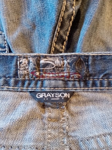 Silver Jeans Grayson Straight Leg Mens Blue 36x32 Stretch Dark Wash Whiskering - Bild 2 von 8