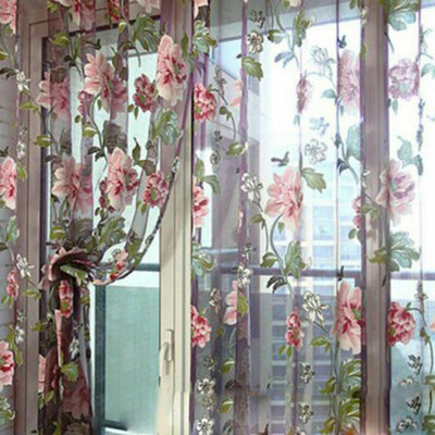 Französischer Landhausstil Romantisch Rose Blume Sheer Voile Vorhang Panel New
