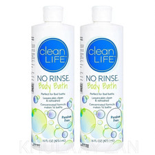 2 Pack Clean Life No Rinse Body Bath, Body Wash 16 Oz 473.1 ml Each Fast Ship