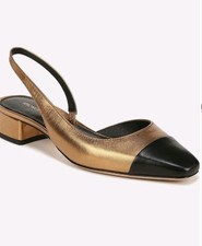 Veronica Beard Size 8 Black  Gold Cecile Half d'Orsay Slingback Pump MSRP 345