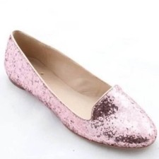 Kate Spade New York Women  s Size 9 Trick Pink Glitter Ballet Flats