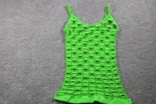 Neon Mesh Tank Top Womens Small Festival Rave Clubwear Sheer Cut Out Y2K 00s