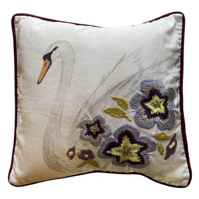 Pottery Barn Teen Swan Decorative Sham With Pillow Embroidered Beaded Velvet 16''