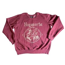 Harry Potter Hogwarts Crest Crewneck Sweatshirt Adult Size L Red Heathered