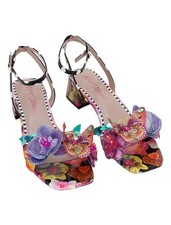 Betsey Johnson Maranda Black Multi Floral Butterfly Applique Block Sz 8.5M