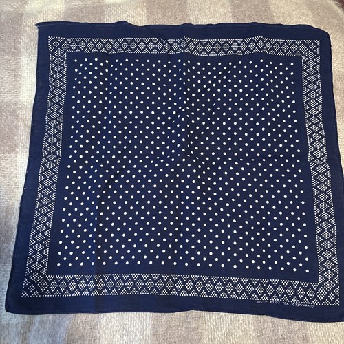 RARE TUSIDE POLKA DOT 1930s BANDANA COLOR FAST BLUE One SELVEDGE EDGE BIKER - Picture 5 of 6