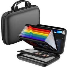 Fireproof Document Box with Lock, Hard Case File Organizer with 7-Pocket Acco...