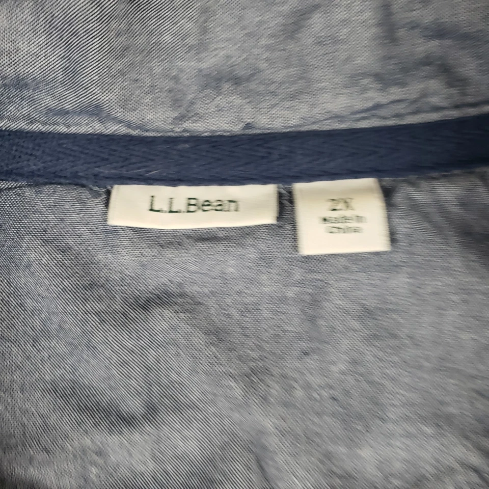 LL Bean Rugby Shirt Womens 2X Gray 1/4 Button Pullover Top Soft Cotton - Image 4 of 4