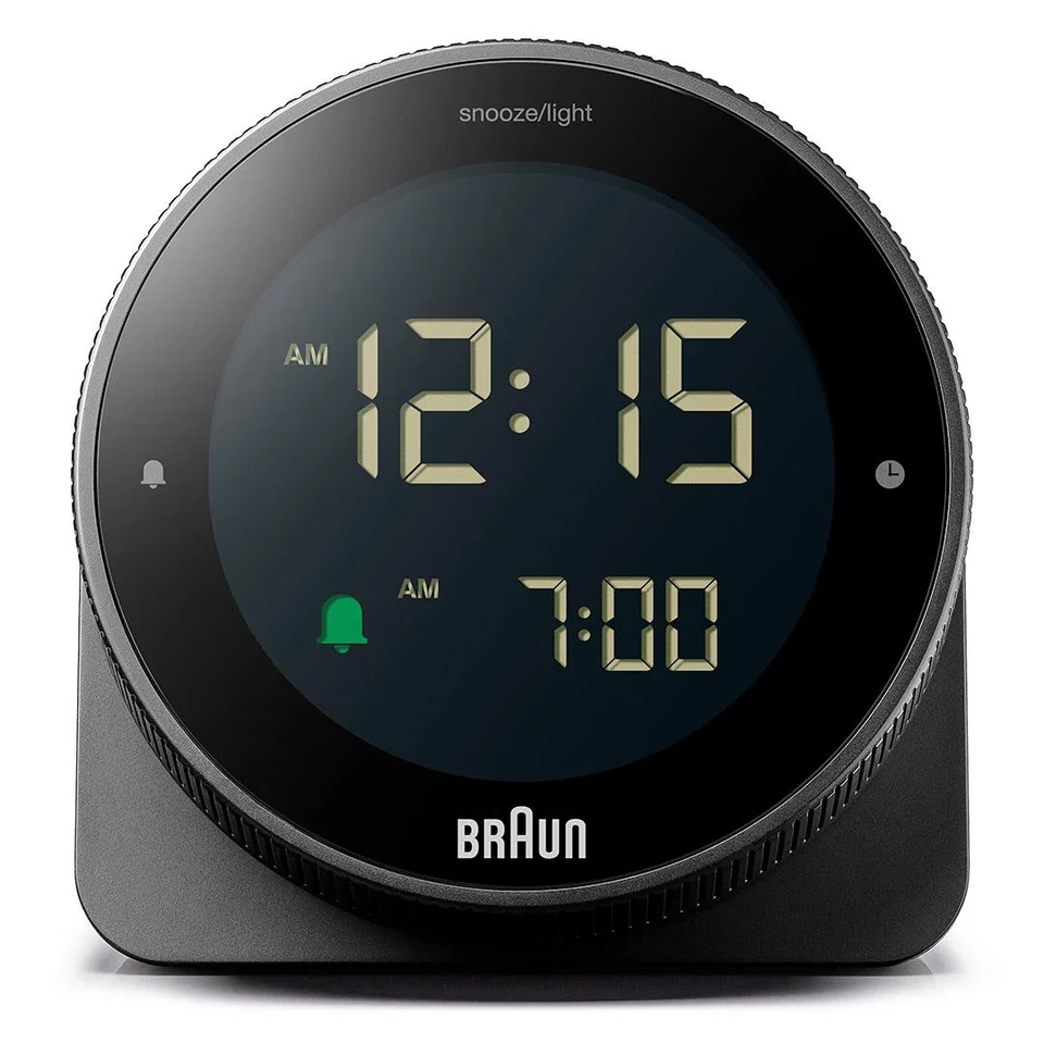 Braun BC24B Black Square Quartz Digital Touch Keys Rotating Bezel 闹钟 — 第 3/4 张图片